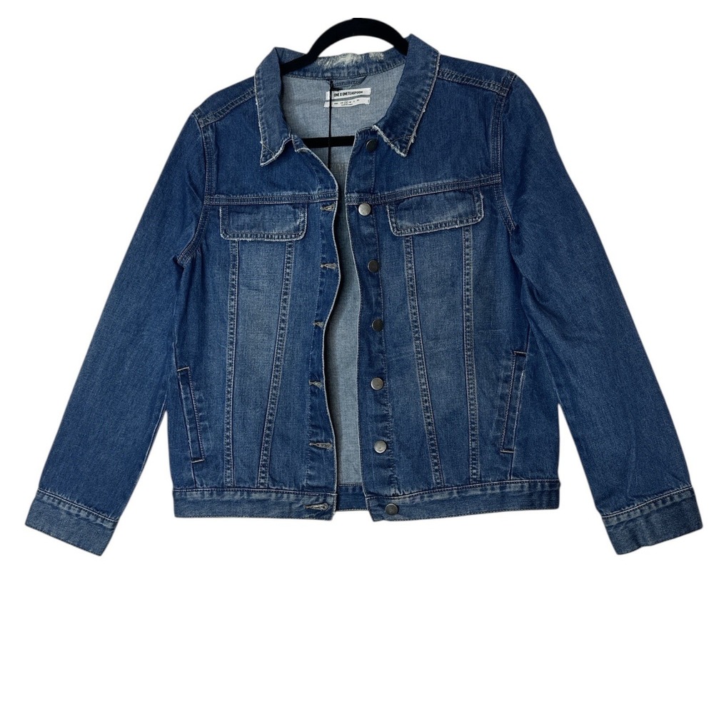 One Teaspoon Denim Jean Jacket Women's Small Blue Distressed Pockets Classic New